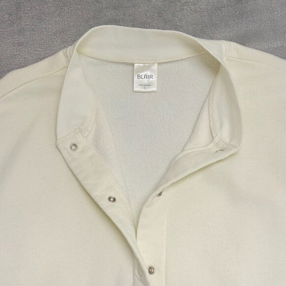 Blair Cream Floral Snap Front Jacket Women's L Spring Garden Print Lightweight - Picture 10 of 16